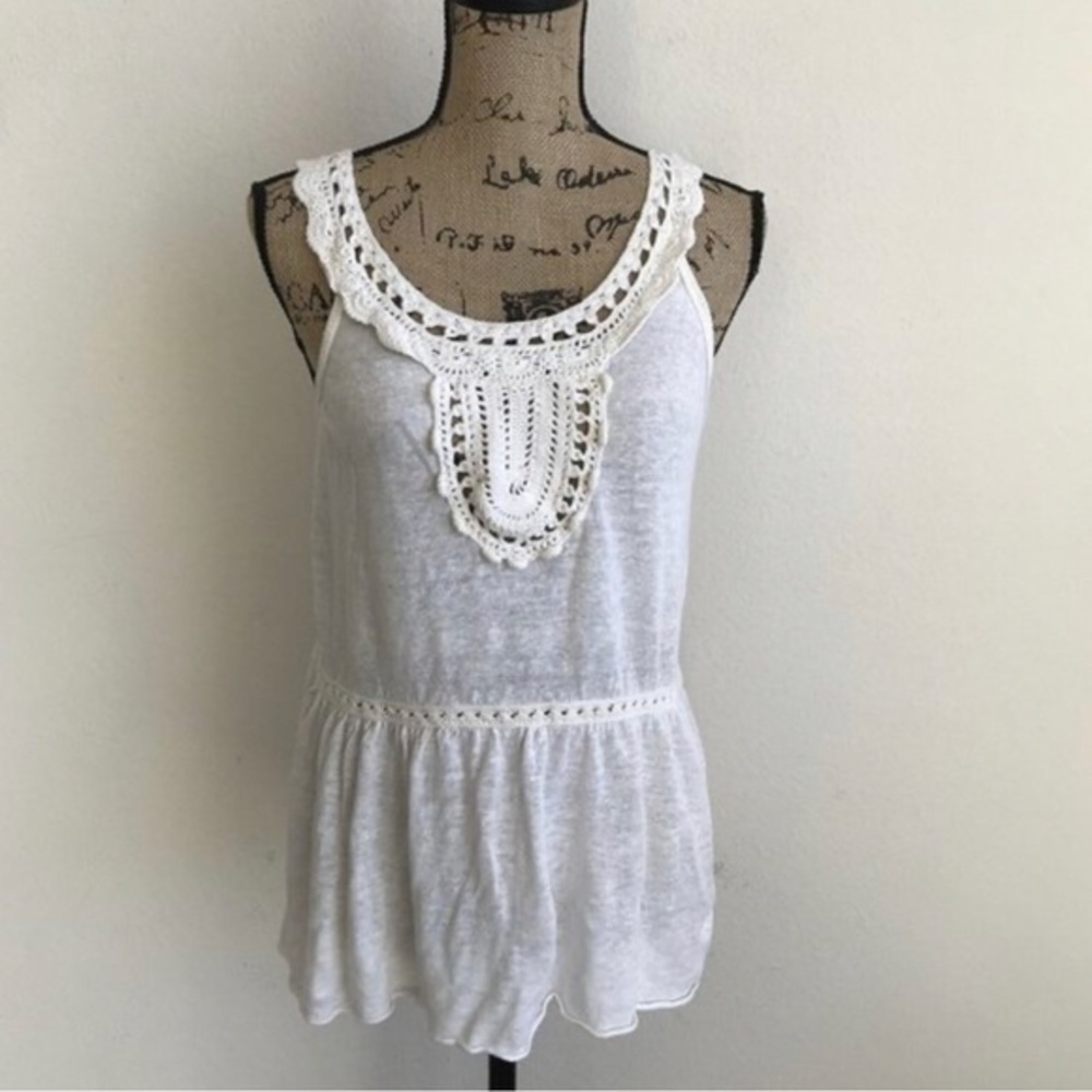 Banana Republic cream colored loose fit boho white tank top size small